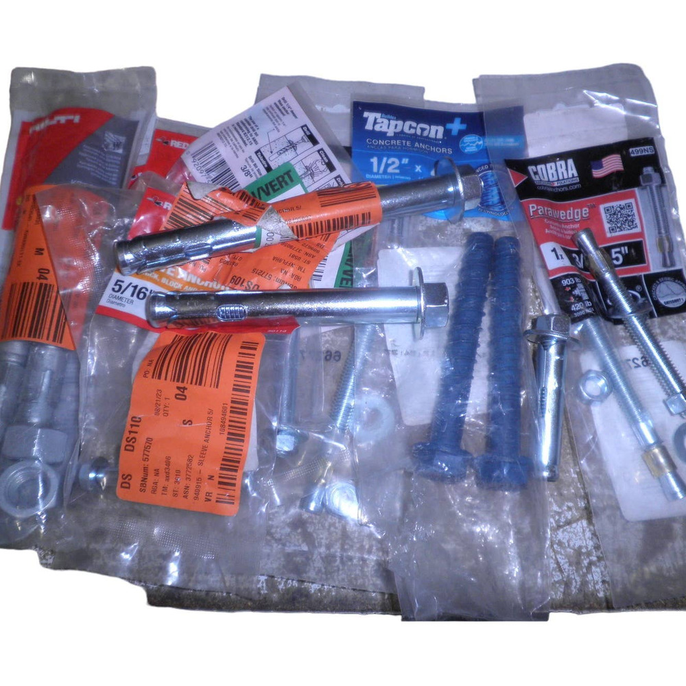 Bulk Lot of 14 HD & concrete Anchors, assorted Sizes 7 lengths- See Description